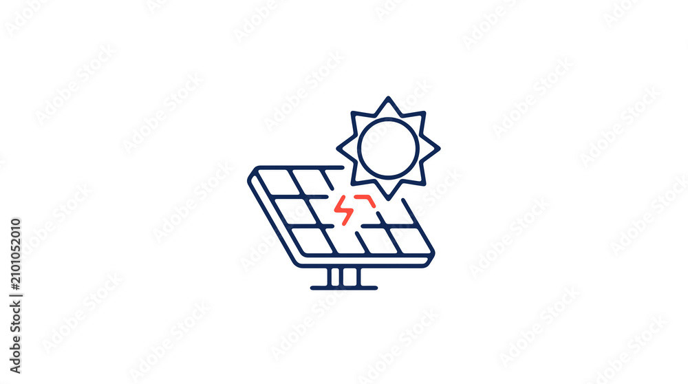 Modern 2D solar power illustration on pure white background for web designers