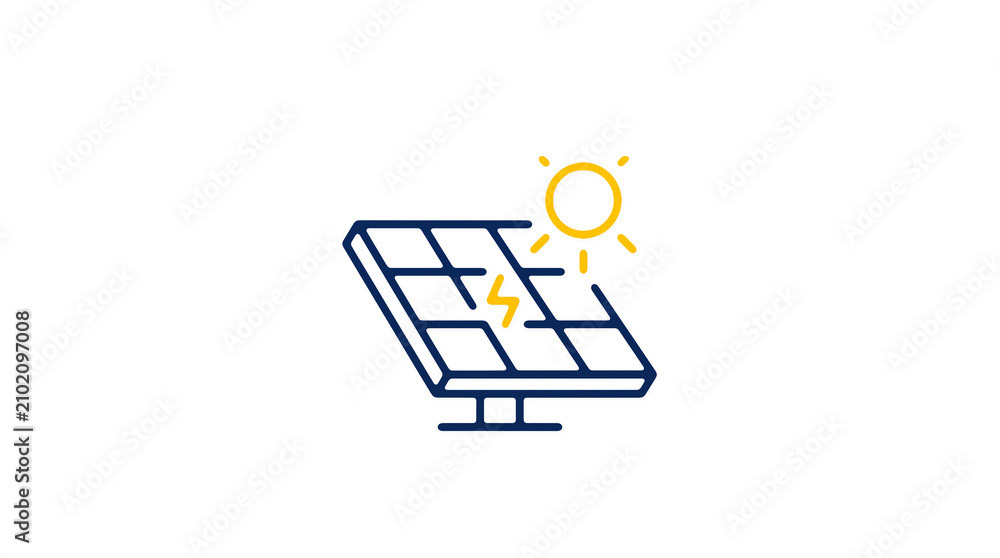 Modern 2D solar power illustration on pure white background for web designers