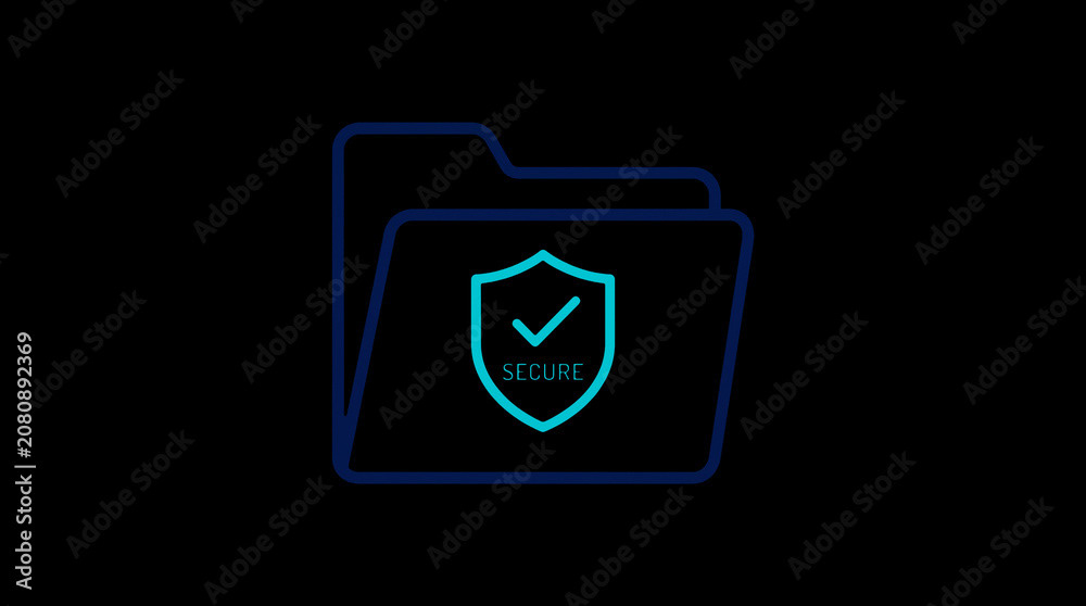 2D illuminated document icon in dark mode, symbolizing encrypted data storage and document security.