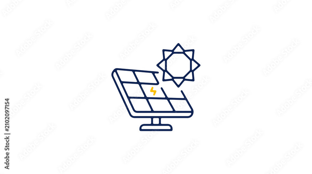 Modern 2D solar power illustration on pure white background for web designers