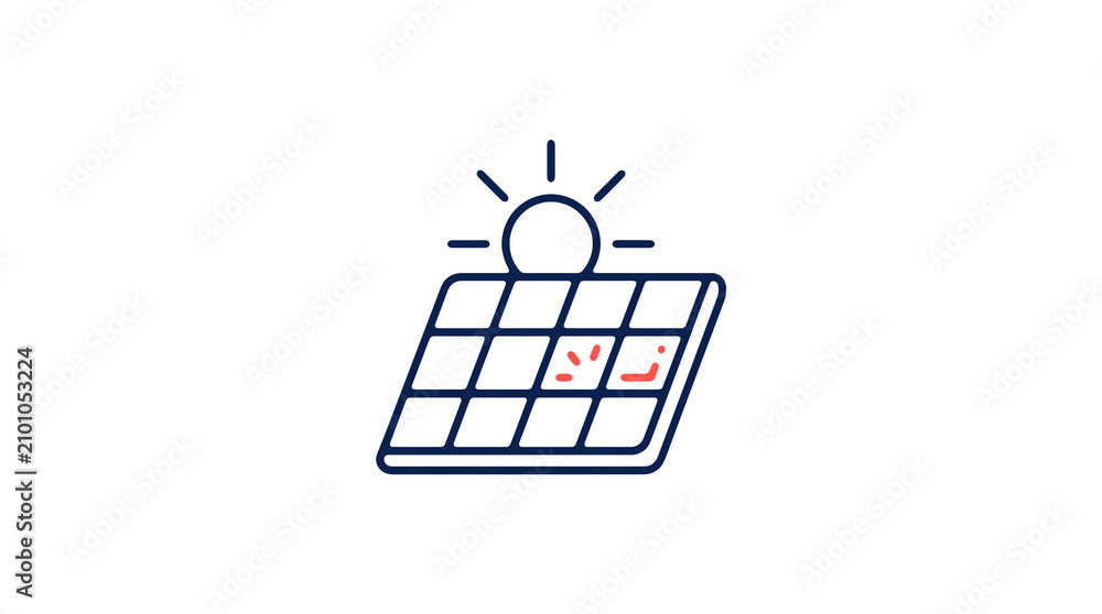Modern 2D solar power illustration on pure white background for web designers