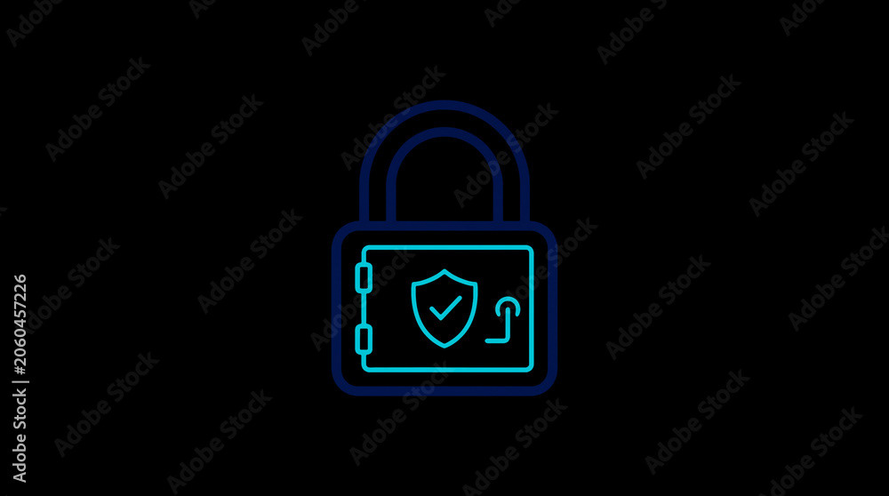 2D illuminated padlock icon in dark mode, symbolizing digital access control and cybersecurity.  ☁️ Alt-Texte: Cloud Se
