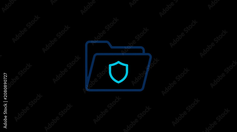 2D illuminated document icon in dark mode, symbolizing encrypted data storage and document security.