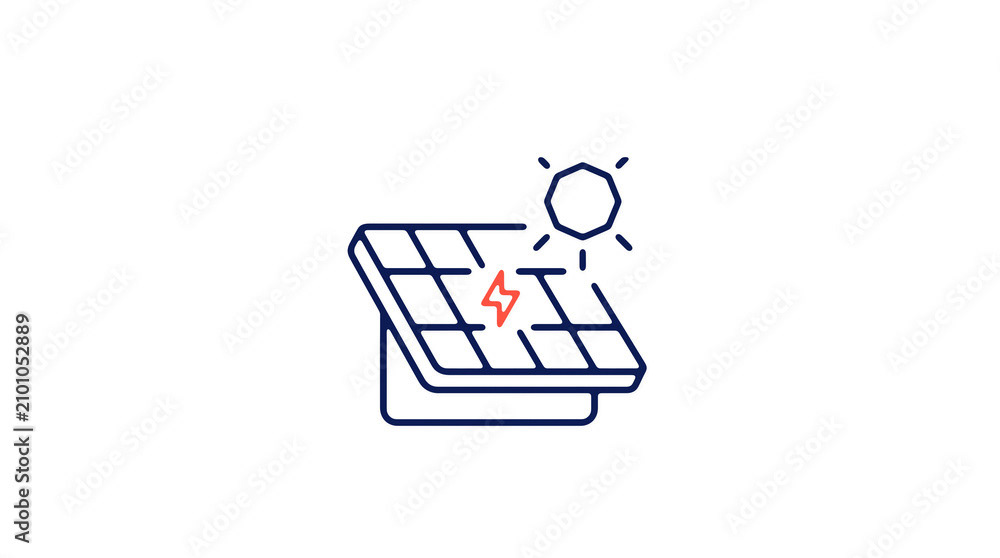 Modern 2D solar power illustration on pure white background for web designers