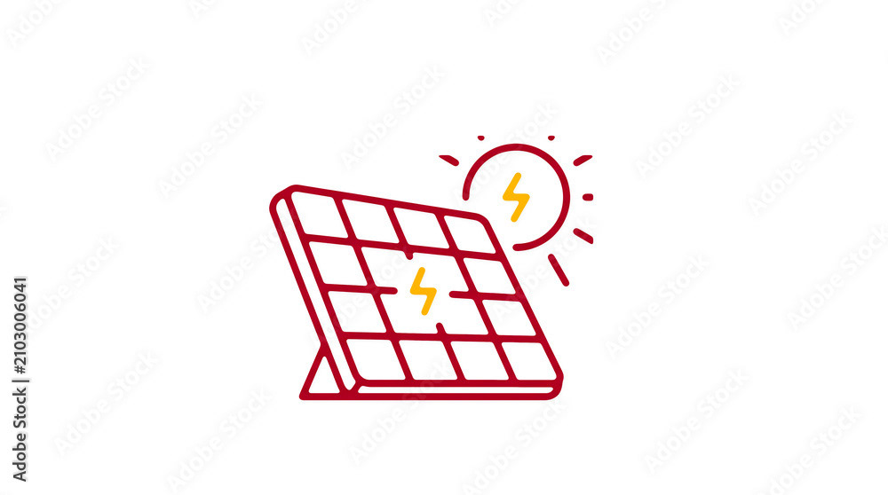 Modern 2D solar power illustration on pure white background for web designers