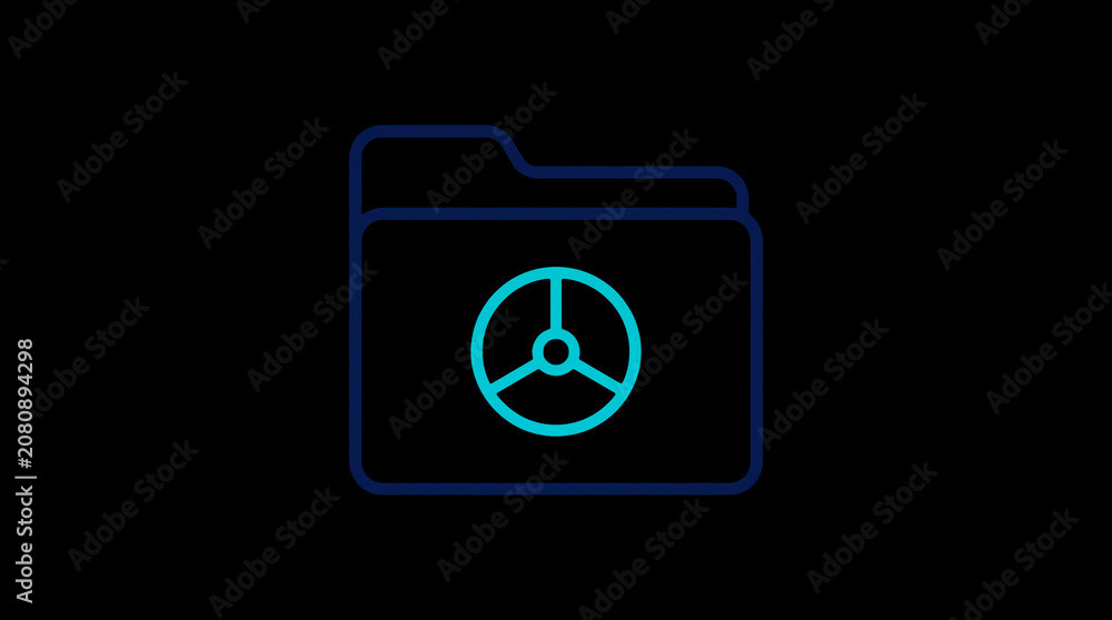 2D illuminated document icon in dark mode, symbolizing encrypted data storage and document security.