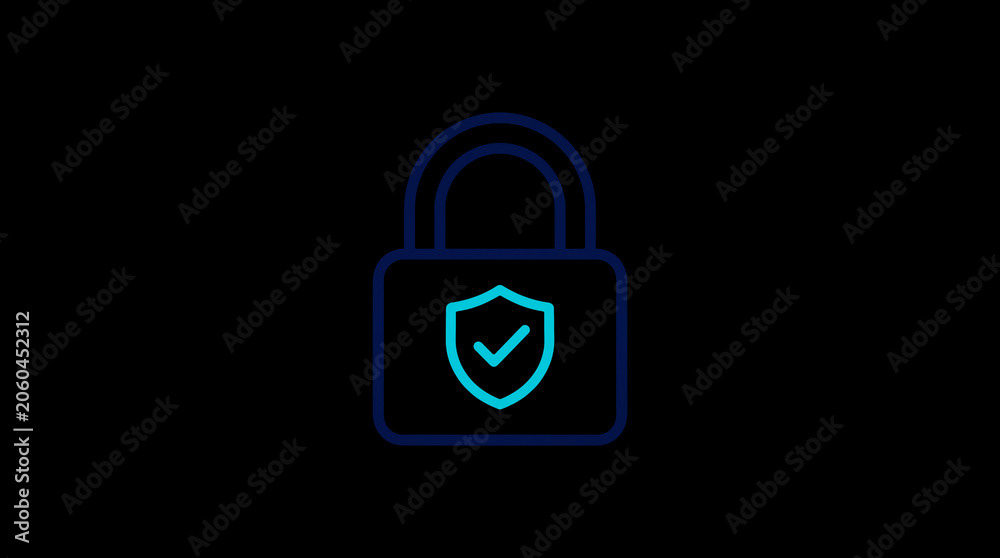 2D illuminated padlock icon in dark mode, symbolizing digital access control and cybersecurity.  ☁️ Alt-Texte: Cloud Se