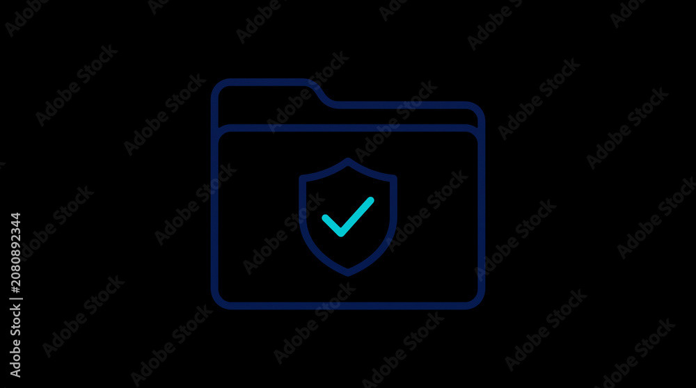 2D illuminated document icon in dark mode, symbolizing encrypted data storage and document security.