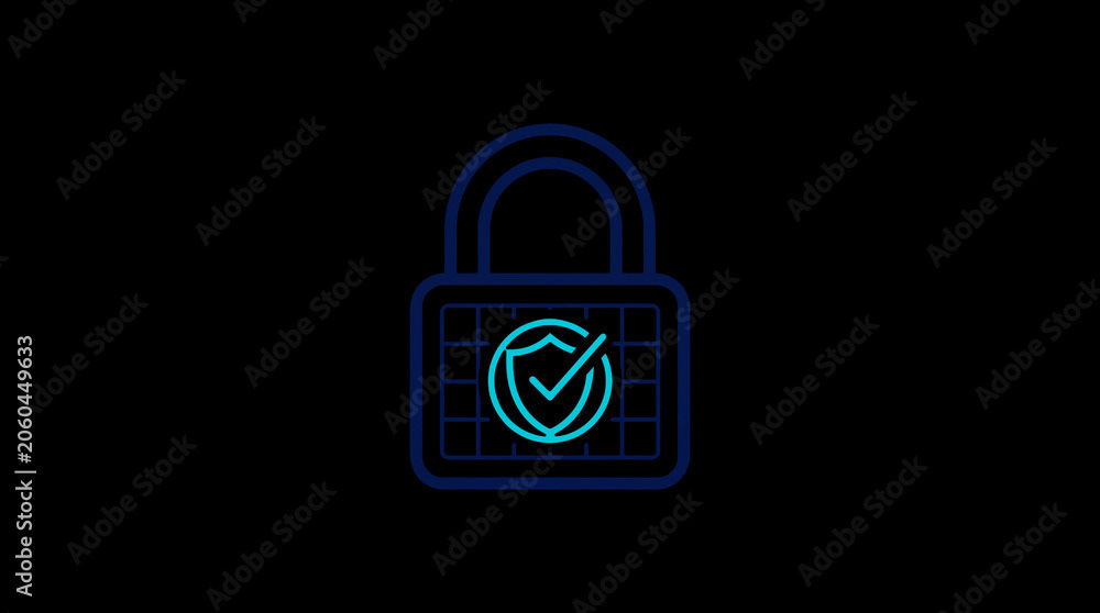 2D illuminated padlock icon in dark mode, symbolizing digital access control and cybersecurity.  ☁️ Alt-Texte: Cloud Se