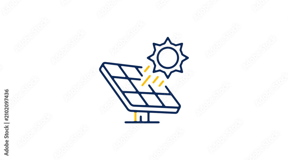 Modern 2D solar power illustration on pure white background for web designers
