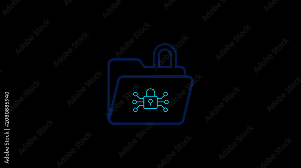 2D illuminated document icon in dark mode, symbolizing encrypted data storage and document security.