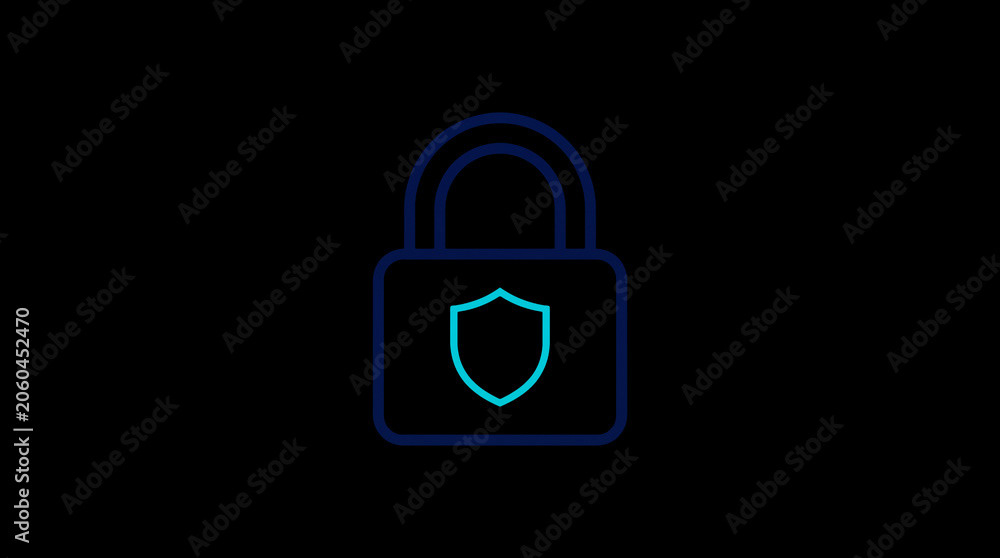 2D illuminated padlock icon in dark mode, symbolizing digital access control and cybersecurity.  ☁️ Alt-Texte: Cloud Se