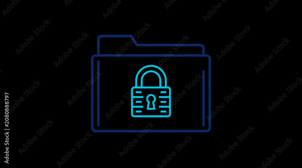 2D illuminated document icon in dark mode, symbolizing encrypted data storage and document security.