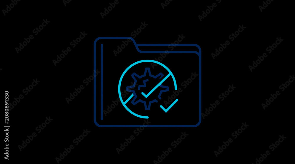 2D illuminated document icon in dark mode, symbolizing encrypted data storage and document security.