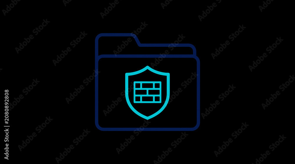 2D illuminated document icon in dark mode, symbolizing encrypted data storage and document security.
