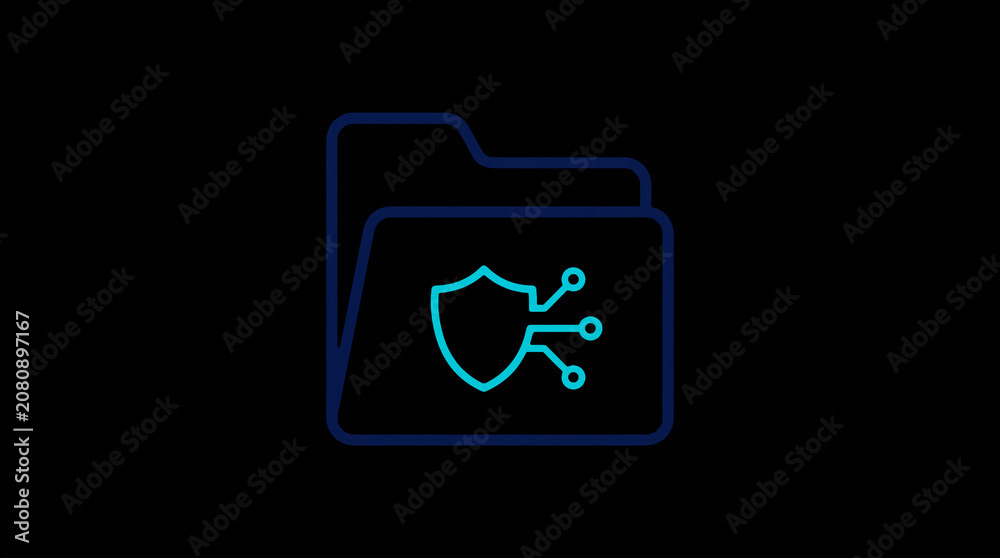 2D illuminated document icon in dark mode, symbolizing encrypted data storage and document security.