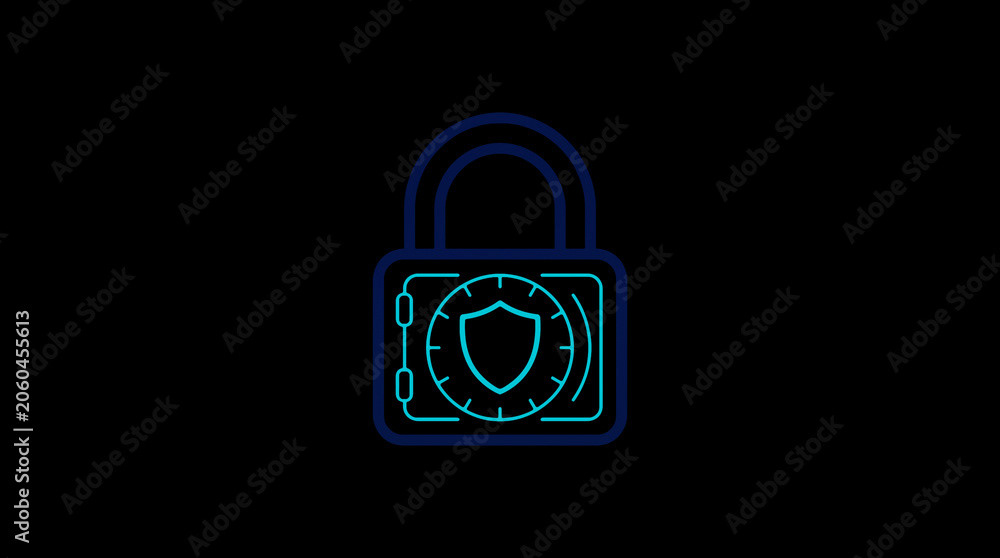 2D illuminated padlock icon in dark mode, symbolizing digital access control and cybersecurity.  ☁️ Alt-Texte: Cloud Se