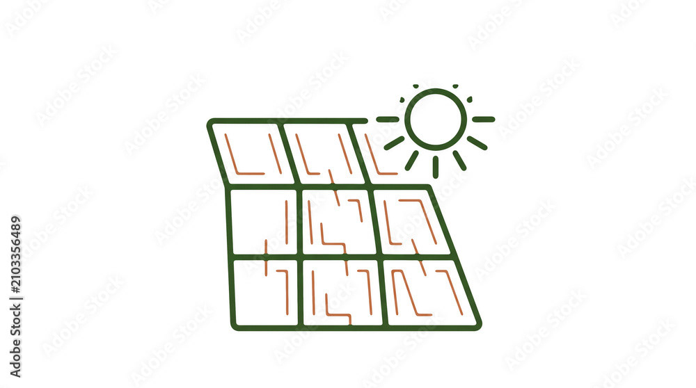 Modern 2D solar power illustration on pure white background for web designers