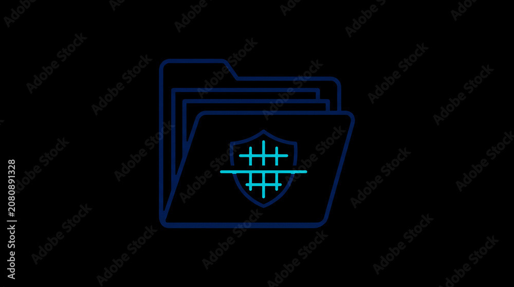 2D illuminated document icon in dark mode, symbolizing encrypted data storage and document security.