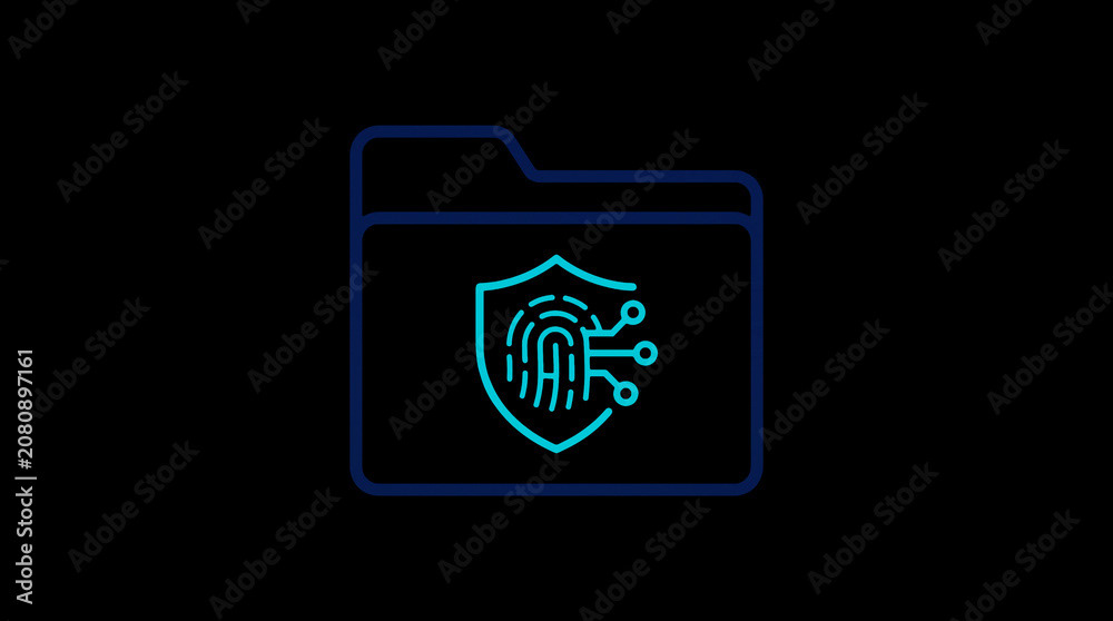 2D illuminated document icon in dark mode, symbolizing encrypted data storage and document security.
