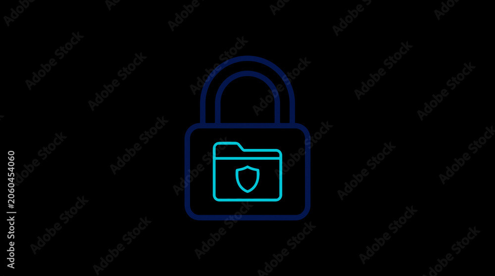2D illuminated padlock icon in dark mode, symbolizing digital access control and cybersecurity.  ☁️ Alt-Texte: Cloud Se