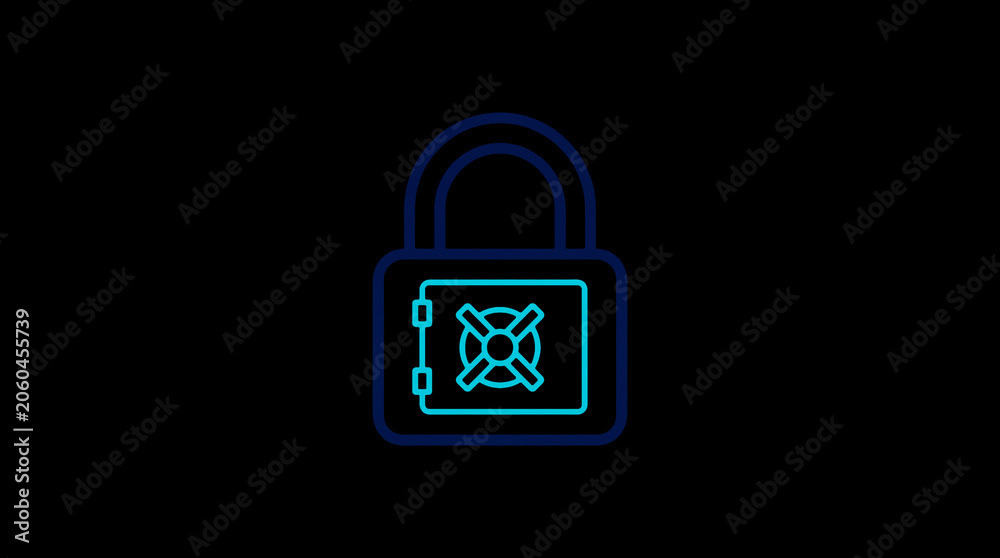 2D illuminated padlock icon in dark mode, symbolizing digital access control and cybersecurity.  ☁️ Alt-Texte: Cloud Se
