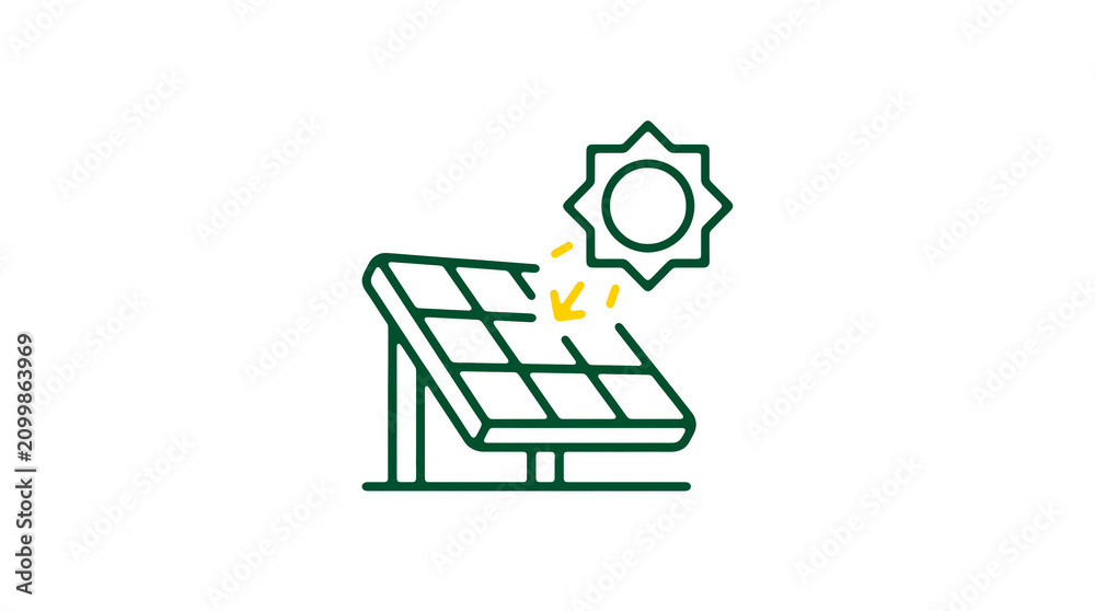 Modern 2D solar power illustration on pure white background for web designers