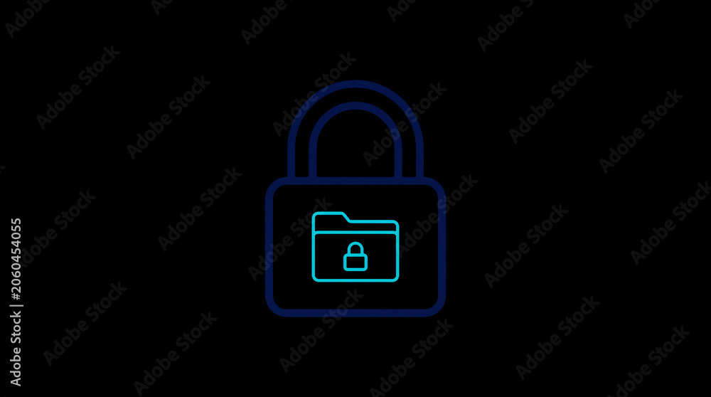 2D illuminated padlock icon in dark mode, symbolizing digital access control and cybersecurity.  ☁️ Alt-Texte: Cloud Se