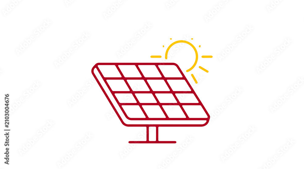 Modern 2D solar power illustration on pure white background for web designers