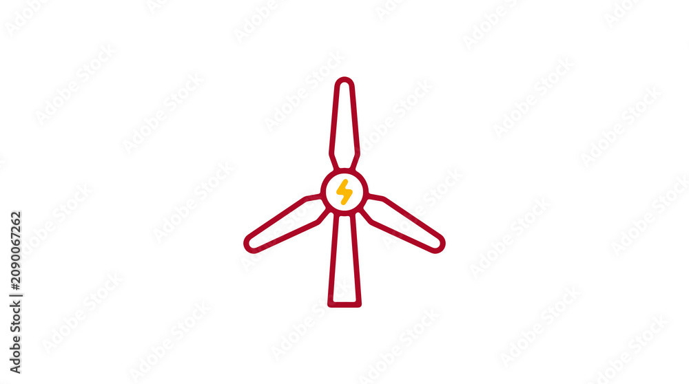 Minimalist illustration of a wind turbine and pipeline on a light background, symbolizing renewable energy and sustainable eco infrastructure.