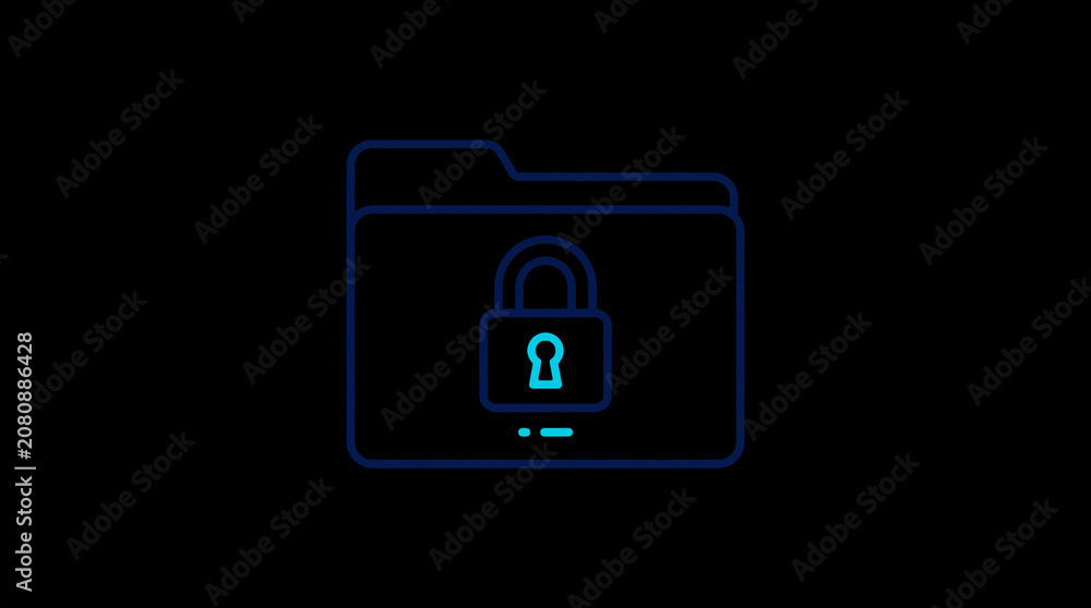2D illuminated document icon in dark mode, symbolizing encrypted data storage and document security.