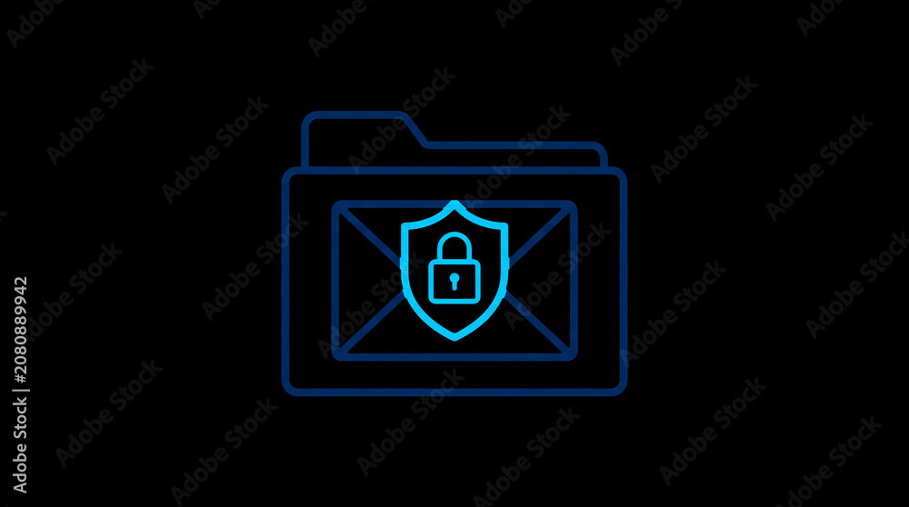 2D illuminated document icon in dark mode, symbolizing encrypted data storage and document security.