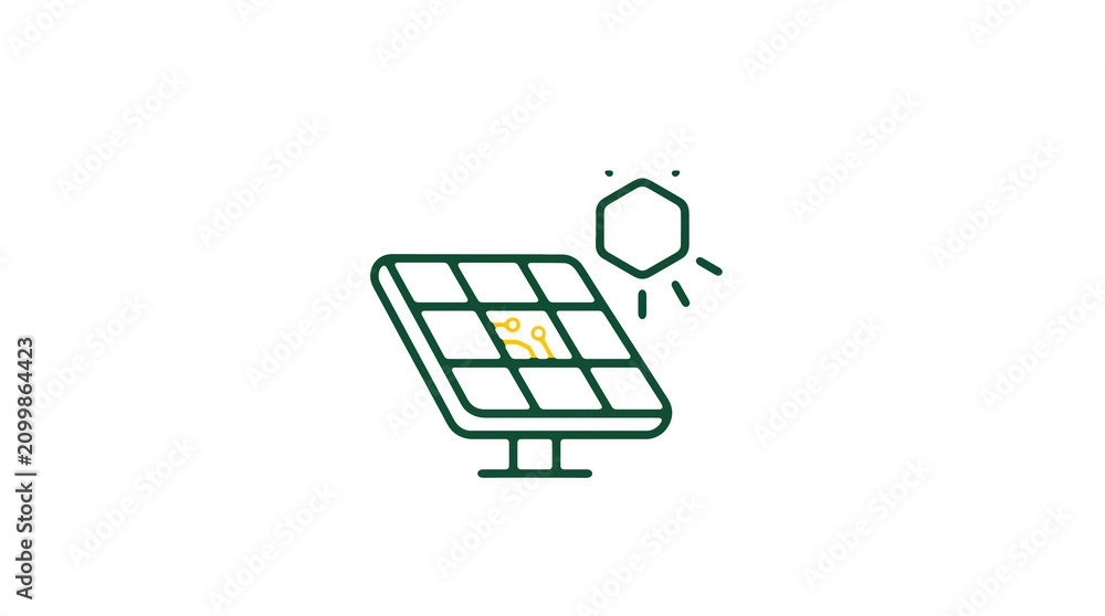 Modern 2D solar power illustration on pure white background for web designers
