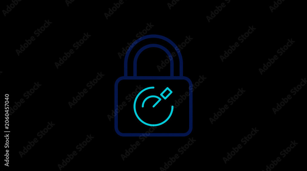 2D illuminated padlock icon in dark mode, symbolizing digital access control and cybersecurity.  ☁️ Alt-Texte: Cloud Se