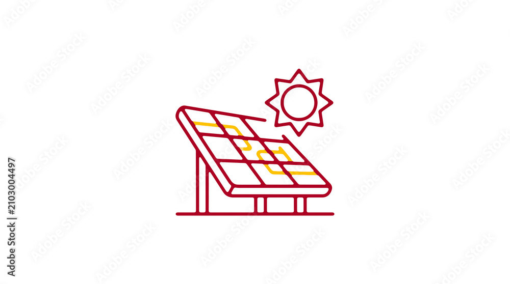 Modern 2D solar power illustration on pure white background for web designers