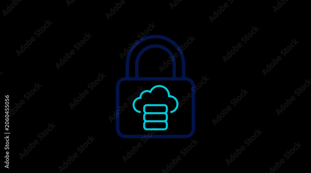 2D illuminated padlock icon in dark mode, symbolizing digital access control and cybersecurity.  ☁️ Alt-Texte: Cloud Se