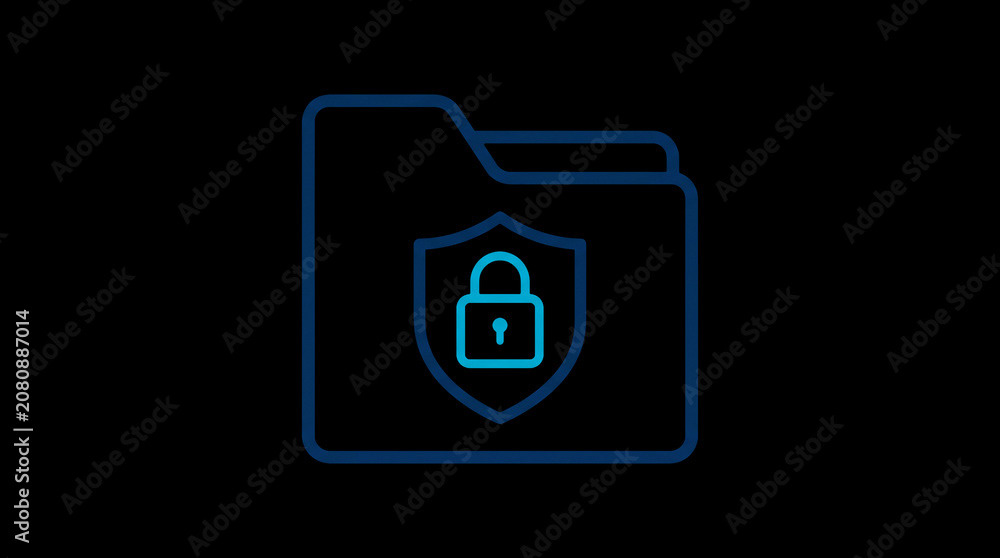 2D illuminated document icon in dark mode, symbolizing encrypted data storage and document security.