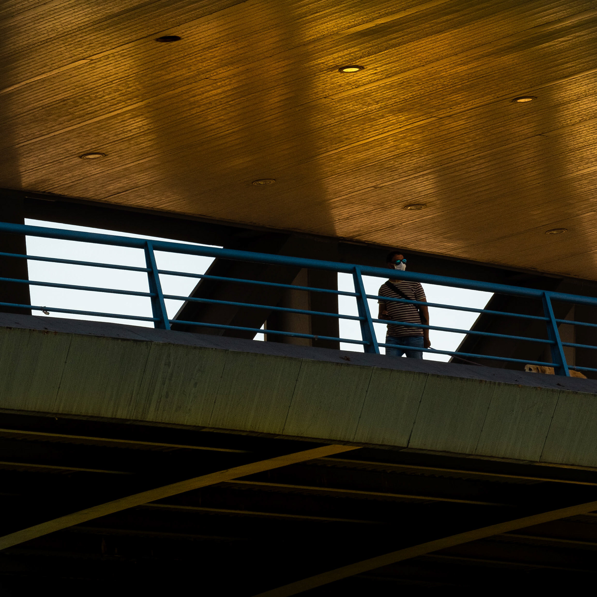 Persona mirando de un puente
