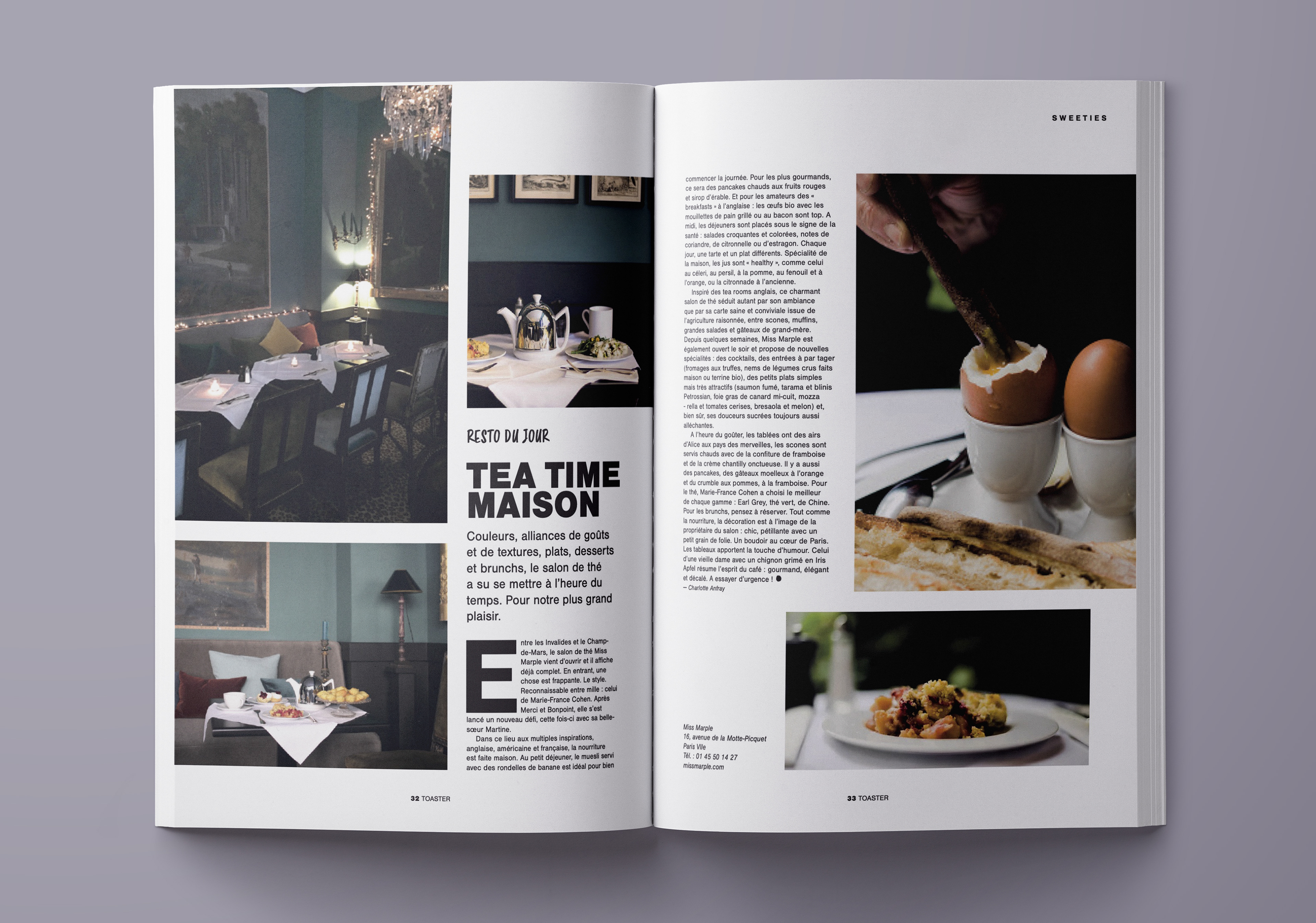 Pages du magazine de cuisine Toaster, exprimant les dernières tendances culinaires (aliments, ingrédients, boissons, cuisine) et les actualités du monde de la gastronomie (meilleurs restaurants gastronomiques, interviews de chefs renommés). Pages of the cooking magazine Toaster, expressing the latest culinary trends (food, ingredients, beverages, cooking) and news from the world of gastronomy (best gourmet restaurants, interviews with famous chefs).