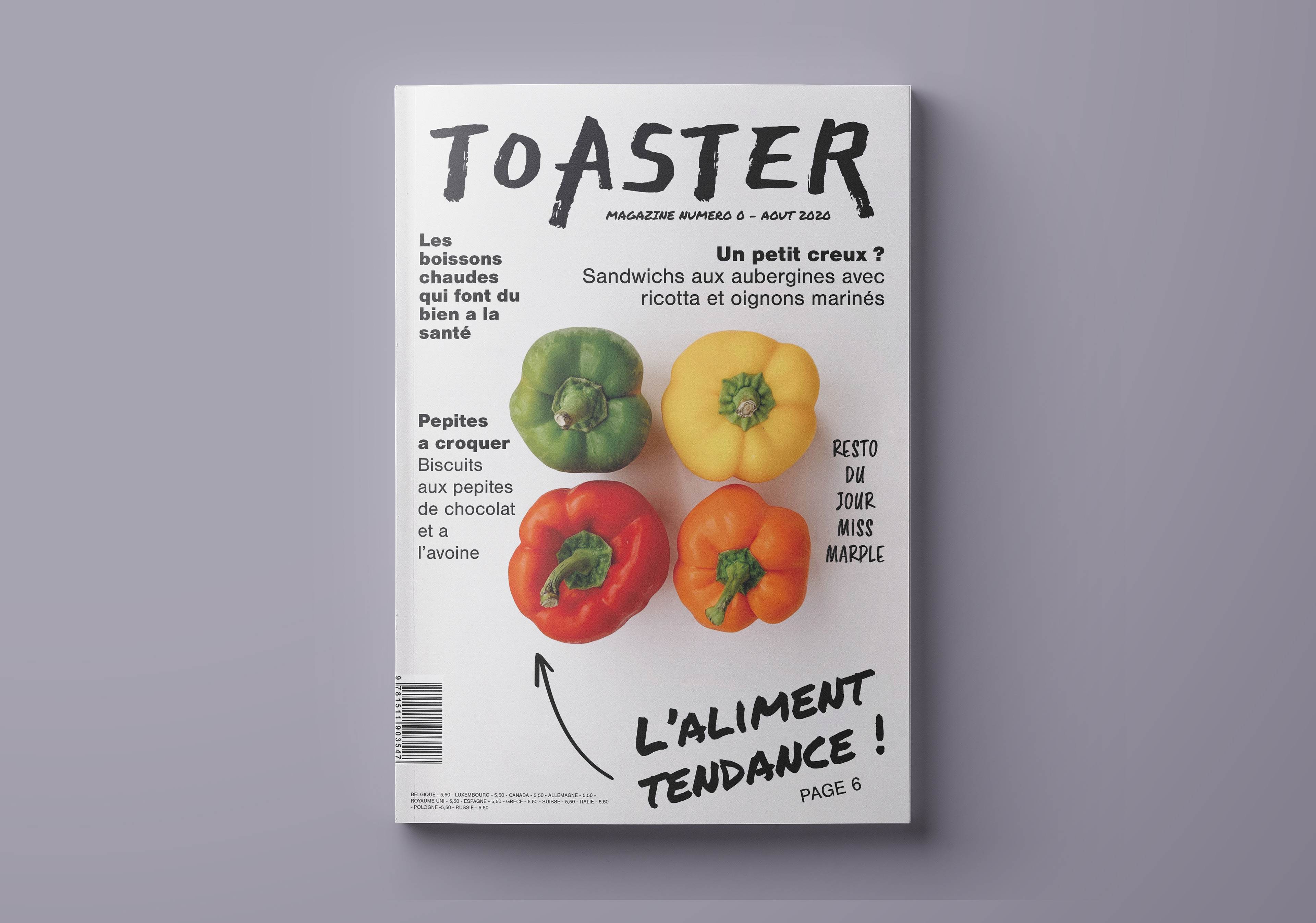 Premiere de couverture du magazine de cuisine Toaster, exprimant les dernières tendances culinaires (aliments, ingrédients, boissons, cuisine) et les actualités du monde de la gastronomie (meilleurs restaurants gastronomiques, interviews de chefs renommés). Front cover of the cooking magazine Toaster, expressing the latest culinary trends (food, ingredients, beverages, cooking) and news from the world of gastronomy (best gourmet restaurants, interviews with famous chefs).