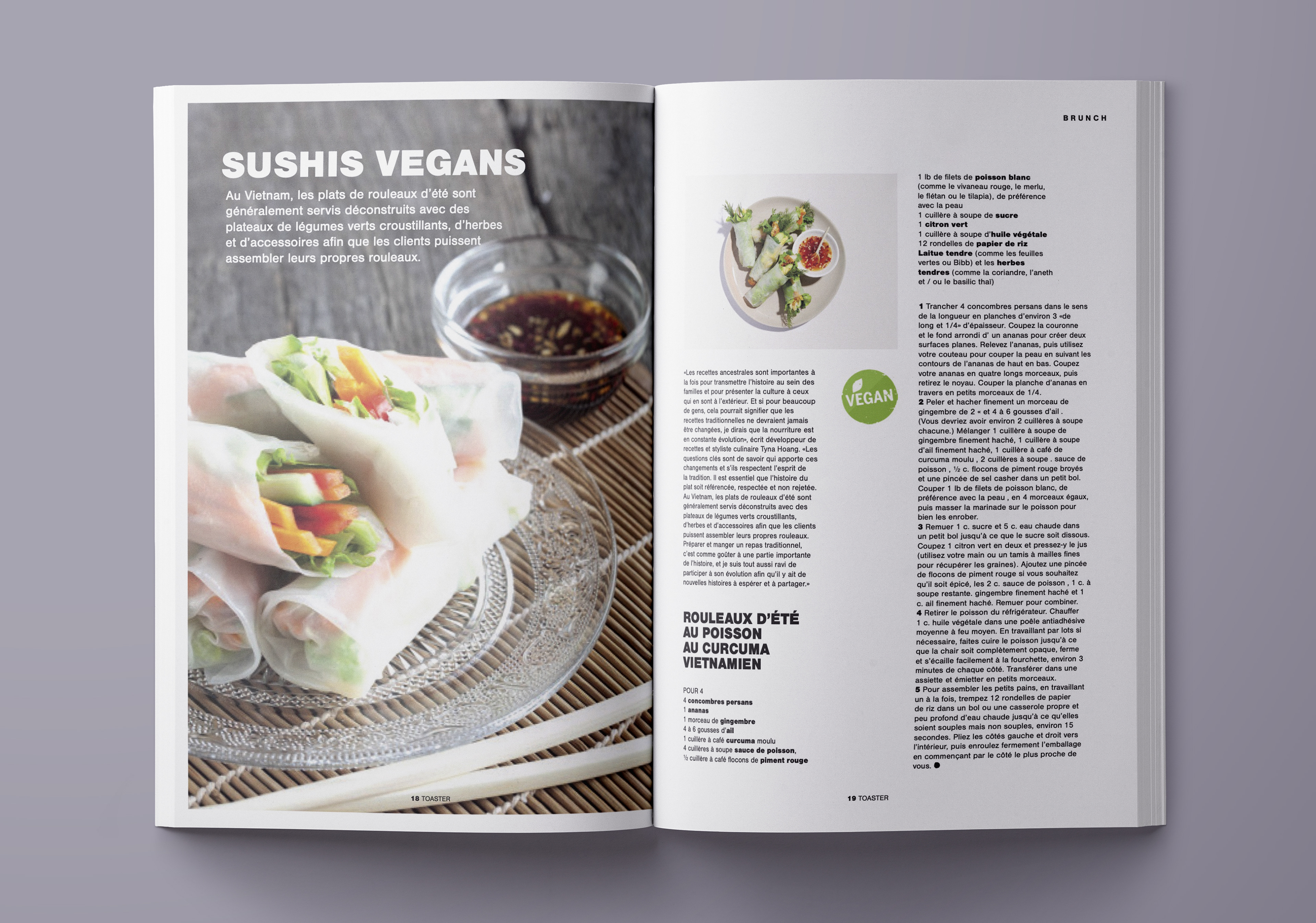 Pages du magazine de cuisine Toaster, exprimant les dernières tendances culinaires (aliments, ingrédients, boissons, cuisine) et les actualités du monde de la gastronomie (meilleurs restaurants gastronomiques, interviews de chefs renommés). Pages of the cooking magazine Toaster, expressing the latest culinary trends (food, ingredients, beverages, cooking) and news from the world of gastronomy (best gourmet restaurants, interviews with famous chefs).
