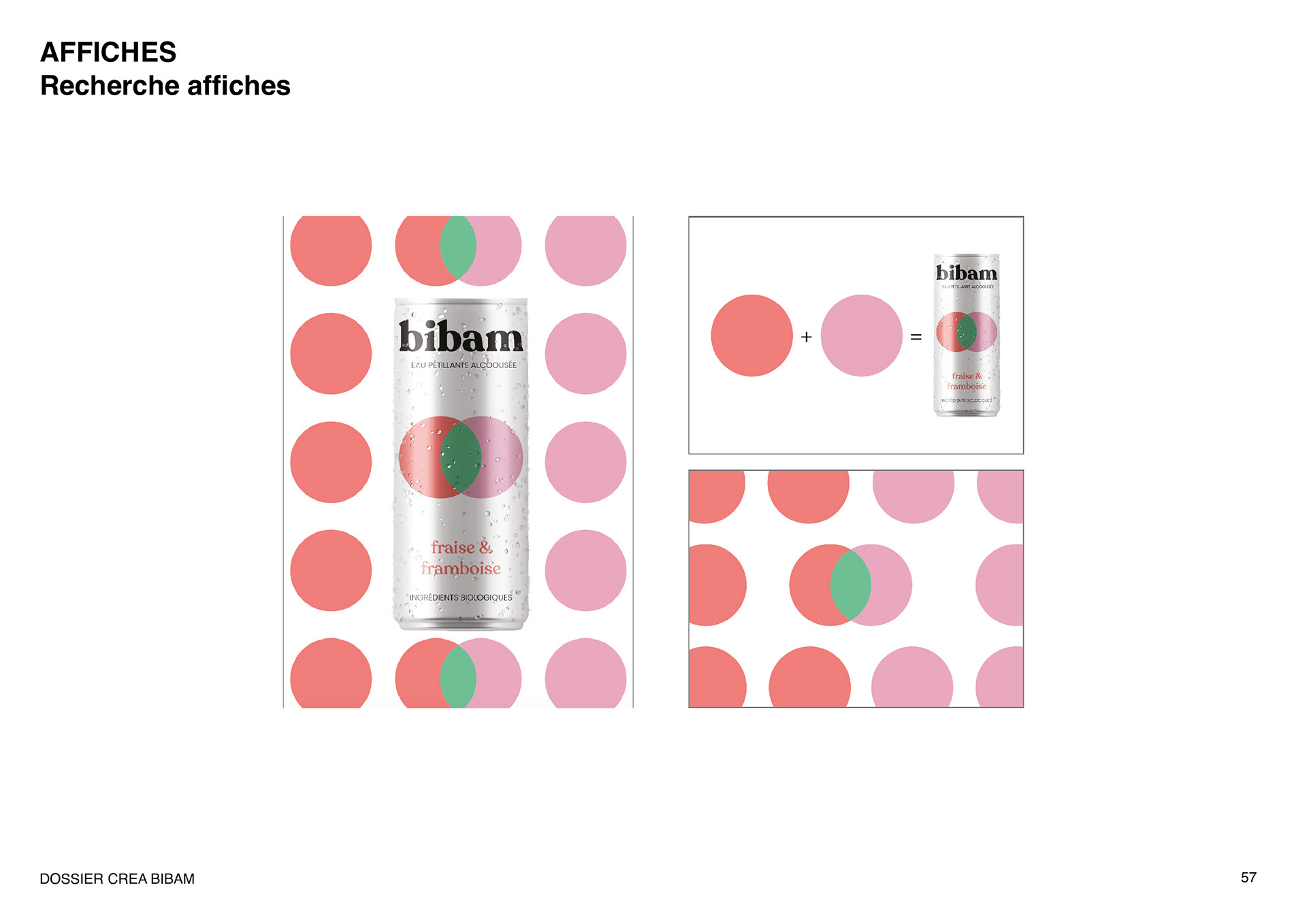 Recherches des affiches publicitaires pour les boissons de la marque d'eau petillante alcoolisée Bibam. Research of advertising posters for the Bibam brand of alcoholic sparkling water.