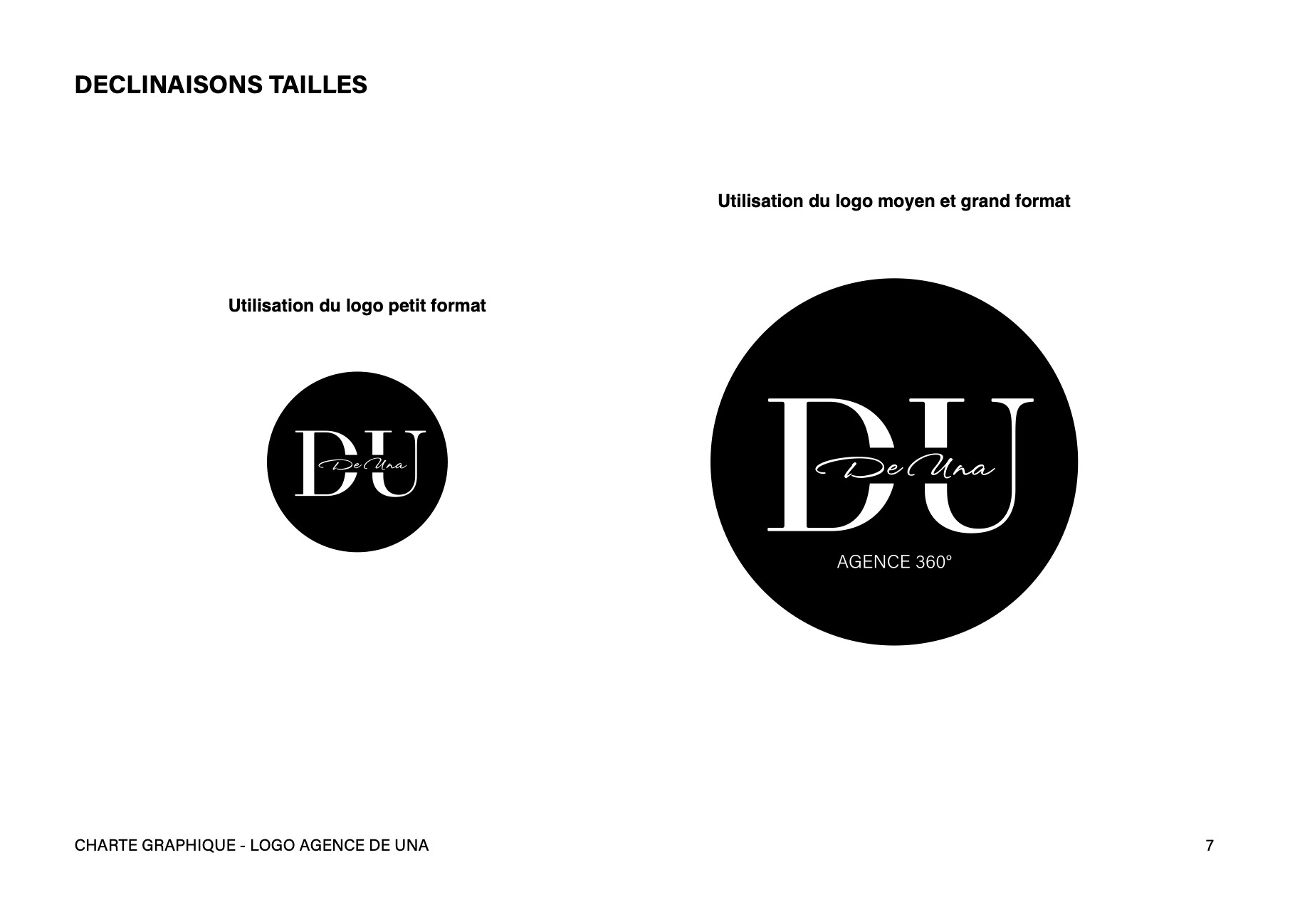 Declinaisons du logotype de l'agence De Una avec differentes tailles. Declinations of the logo of De Una agency with different sizes.
