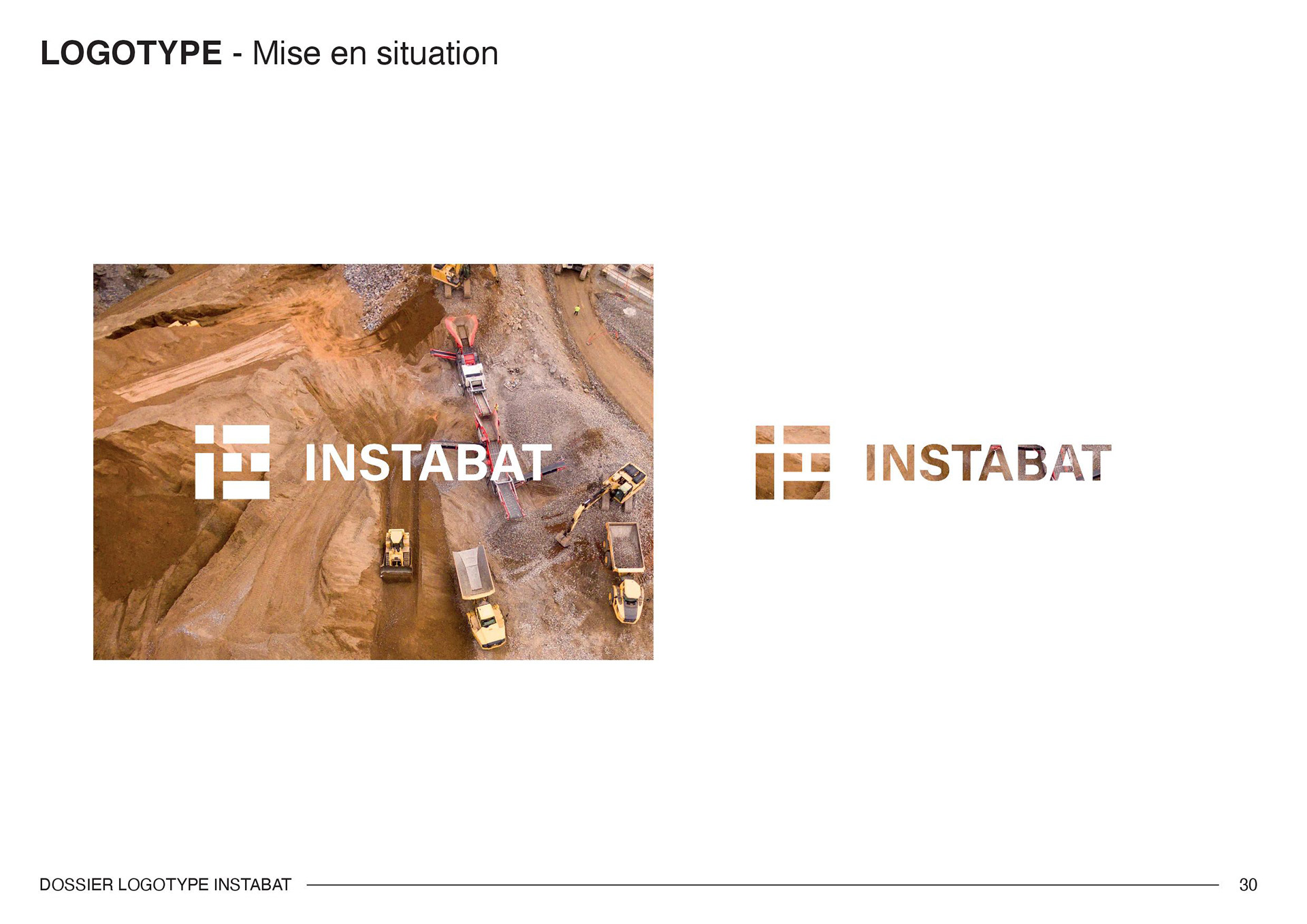 Mise en situation du logotype de l'entreprise Instabat sur une affiche. Installation of the Instabat company logo on a poster.