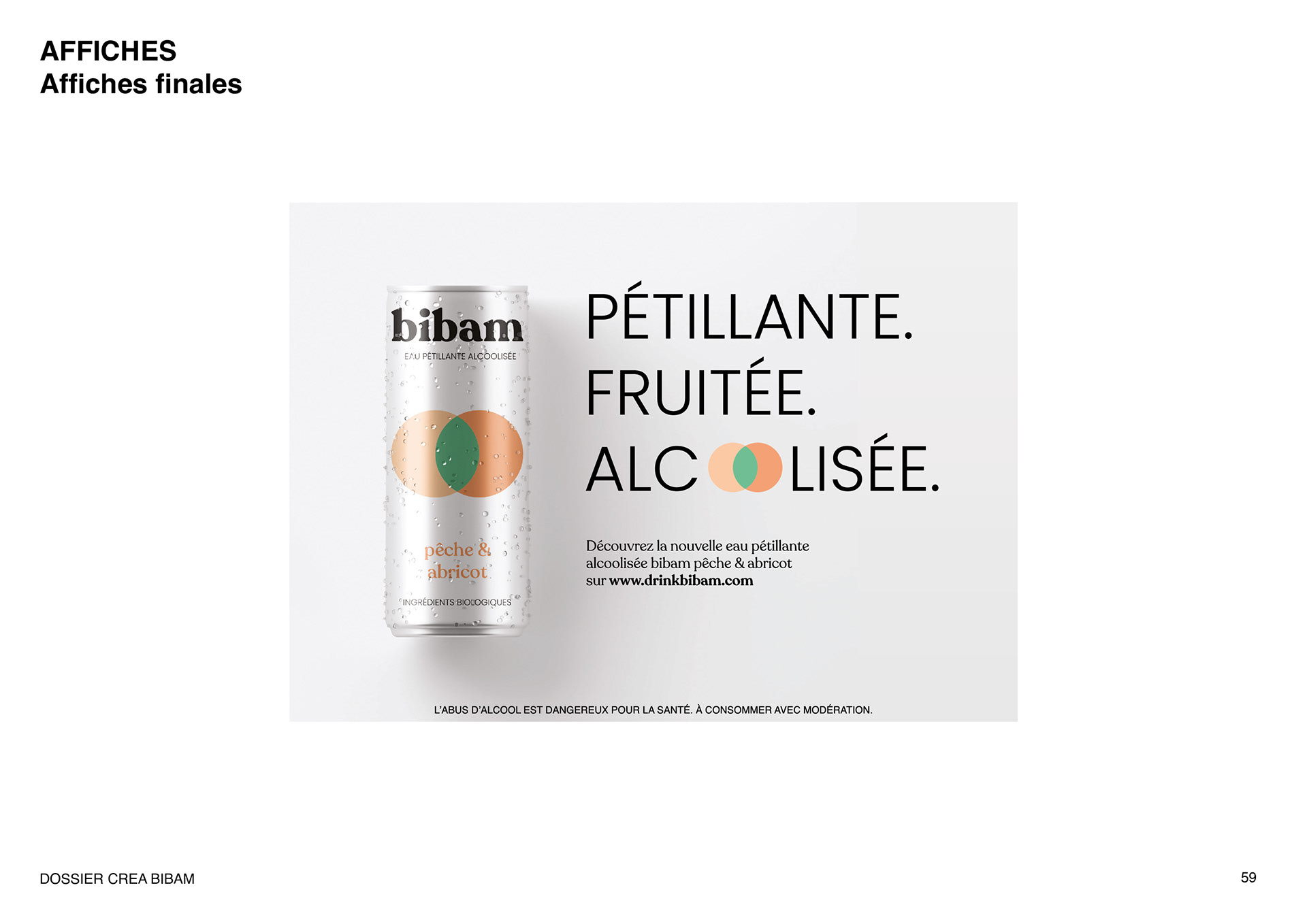 Affiches publicitaires pour les boissons de la marque d'eau petillante alcoolisée Bibam. Advertising posters for the Bibam brand of alcoholic sparkling water.