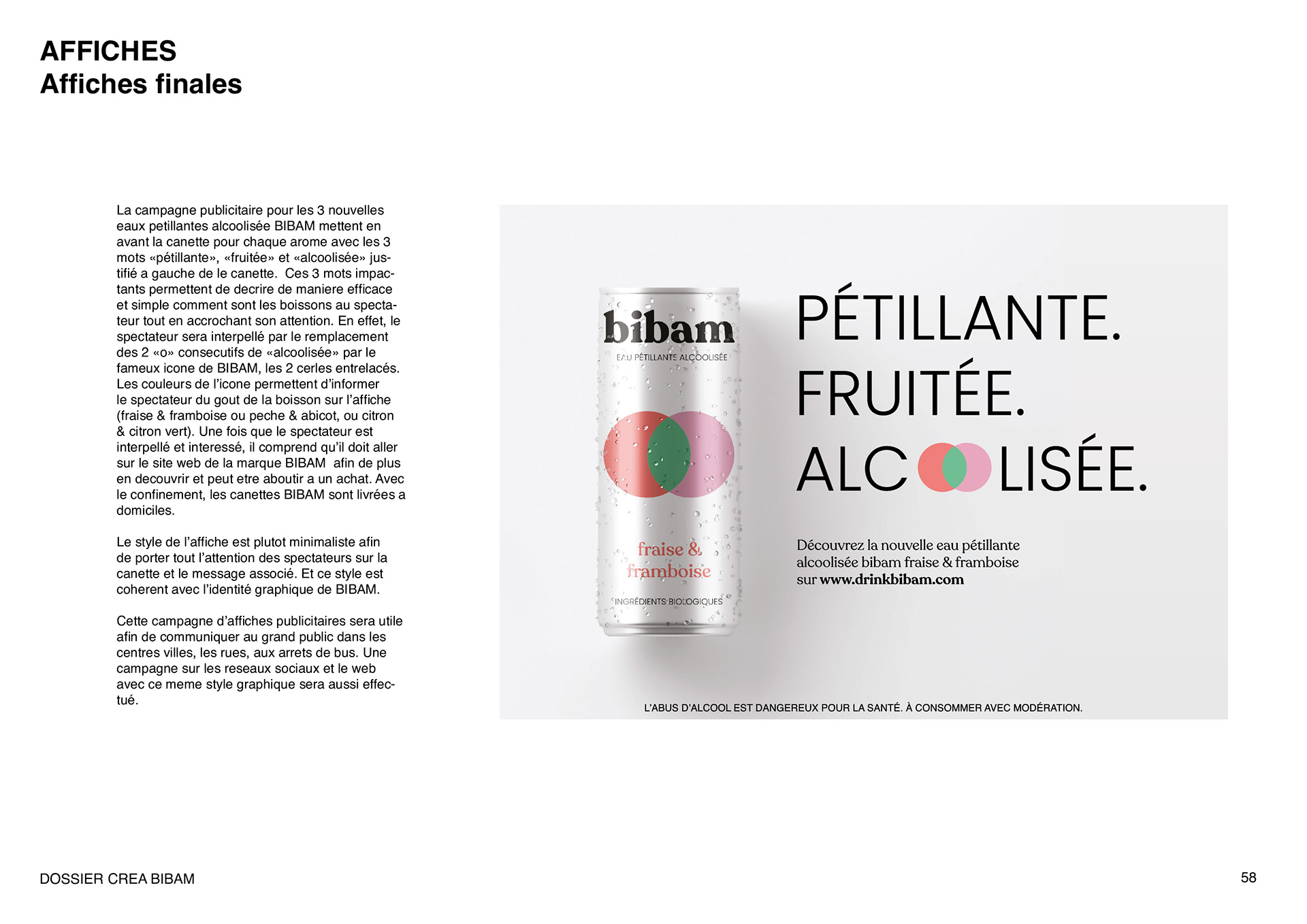 Affiches publicitaires pour les boissons de la marque d'eau petillante alcoolisée Bibam. Advertising posters for the Bibam brand of alcoholic sparkling water.