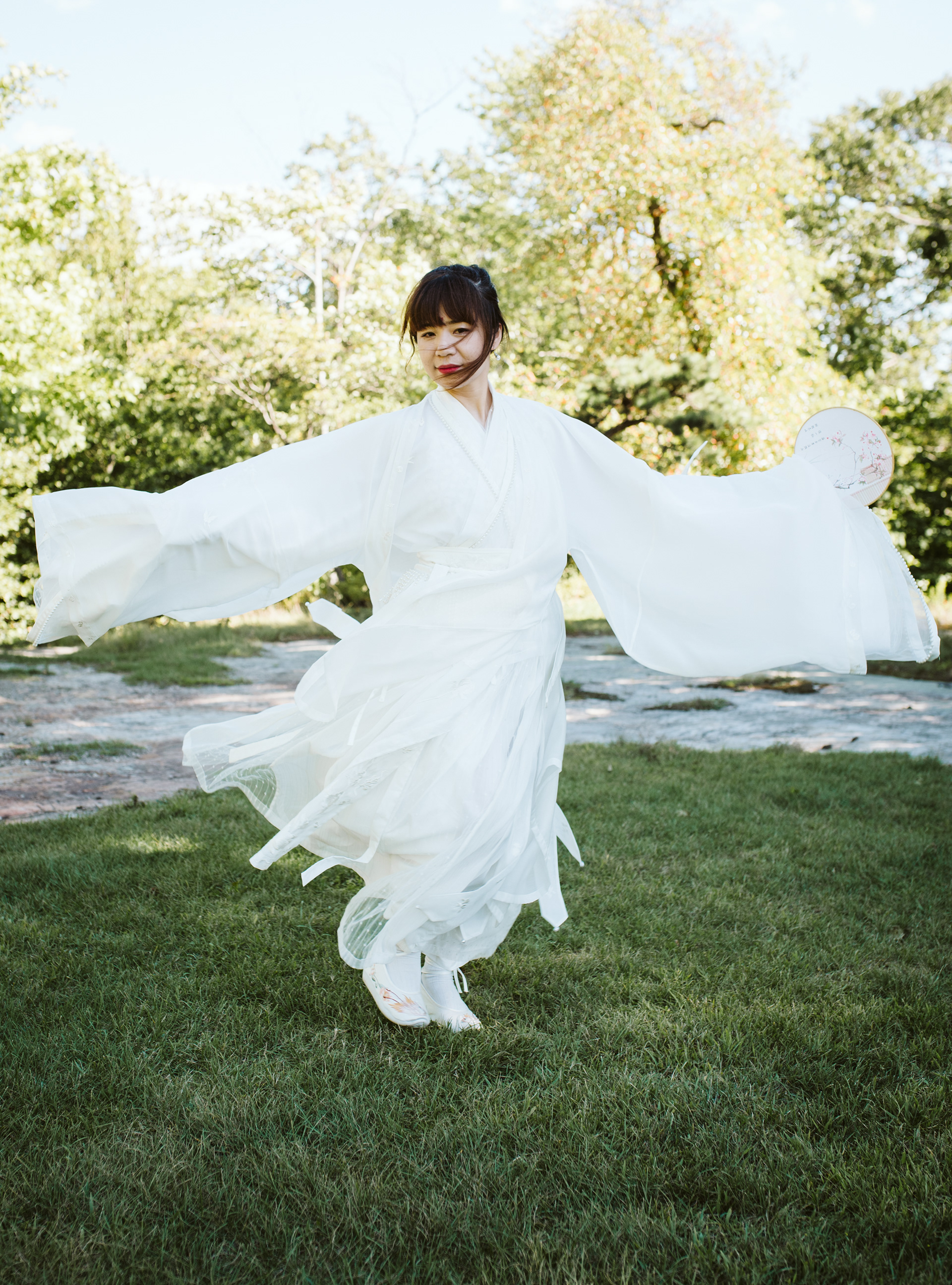 A woman practices a cultural dance routine at the Minnewaska State Park Preserve in New Paltz, NY.