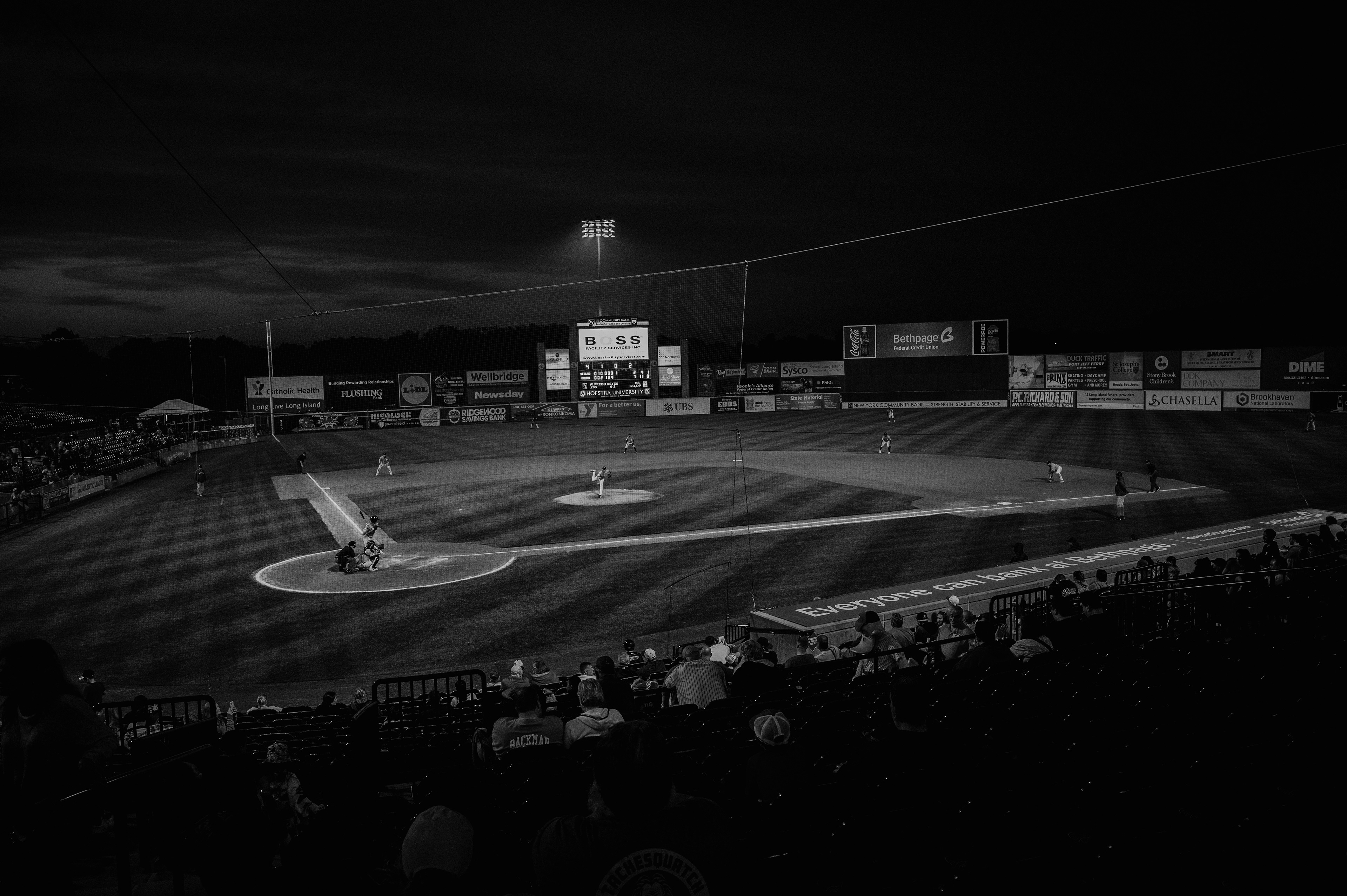 A scene from Fairfield Properties Ballpark, home of the Long Island Ducks, during a summer evening.