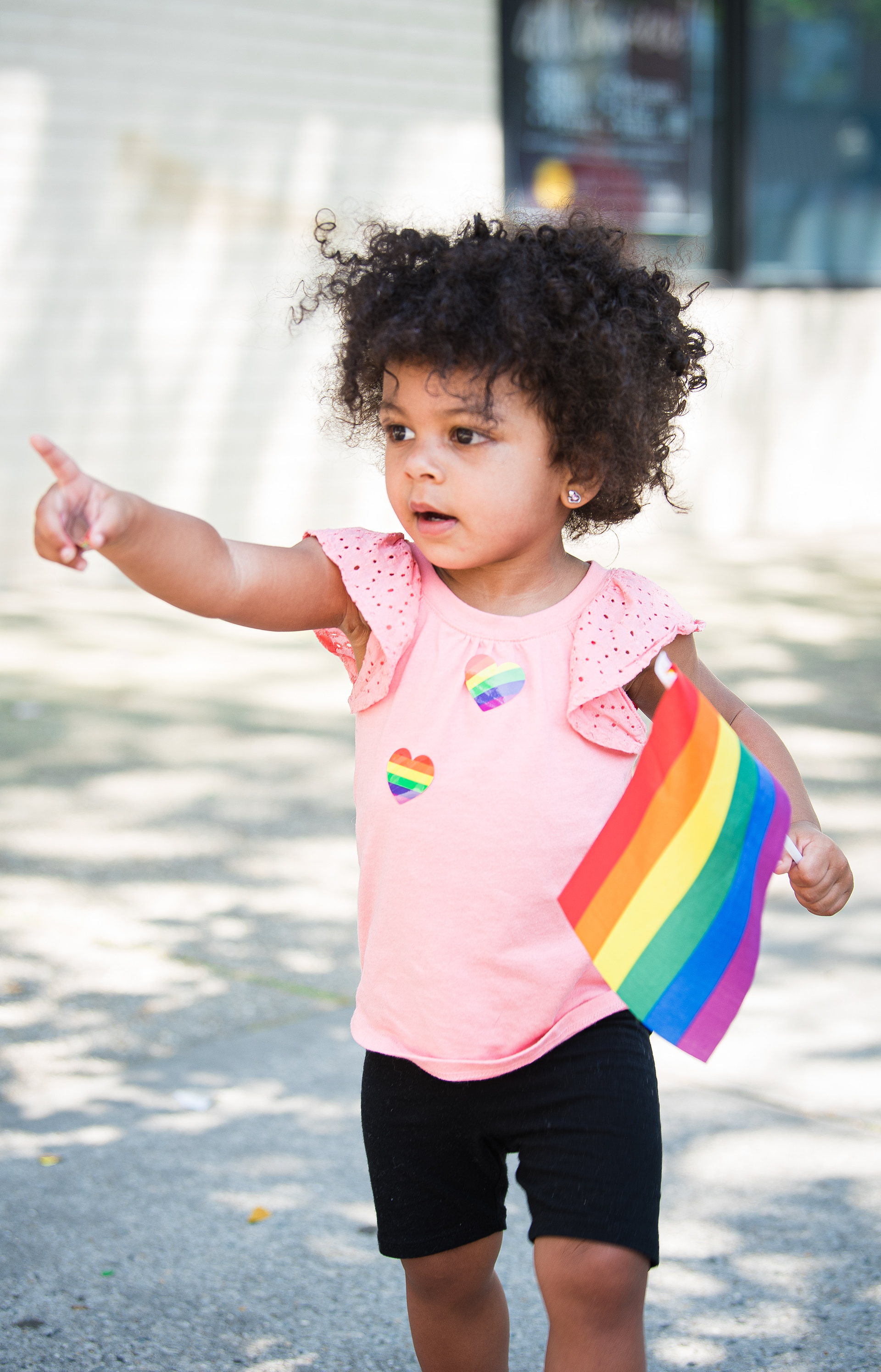 Zuri Obanyoun, 2, joined other children and their families in celebrating Babylon’s Pride Parade on June 28, 2020.