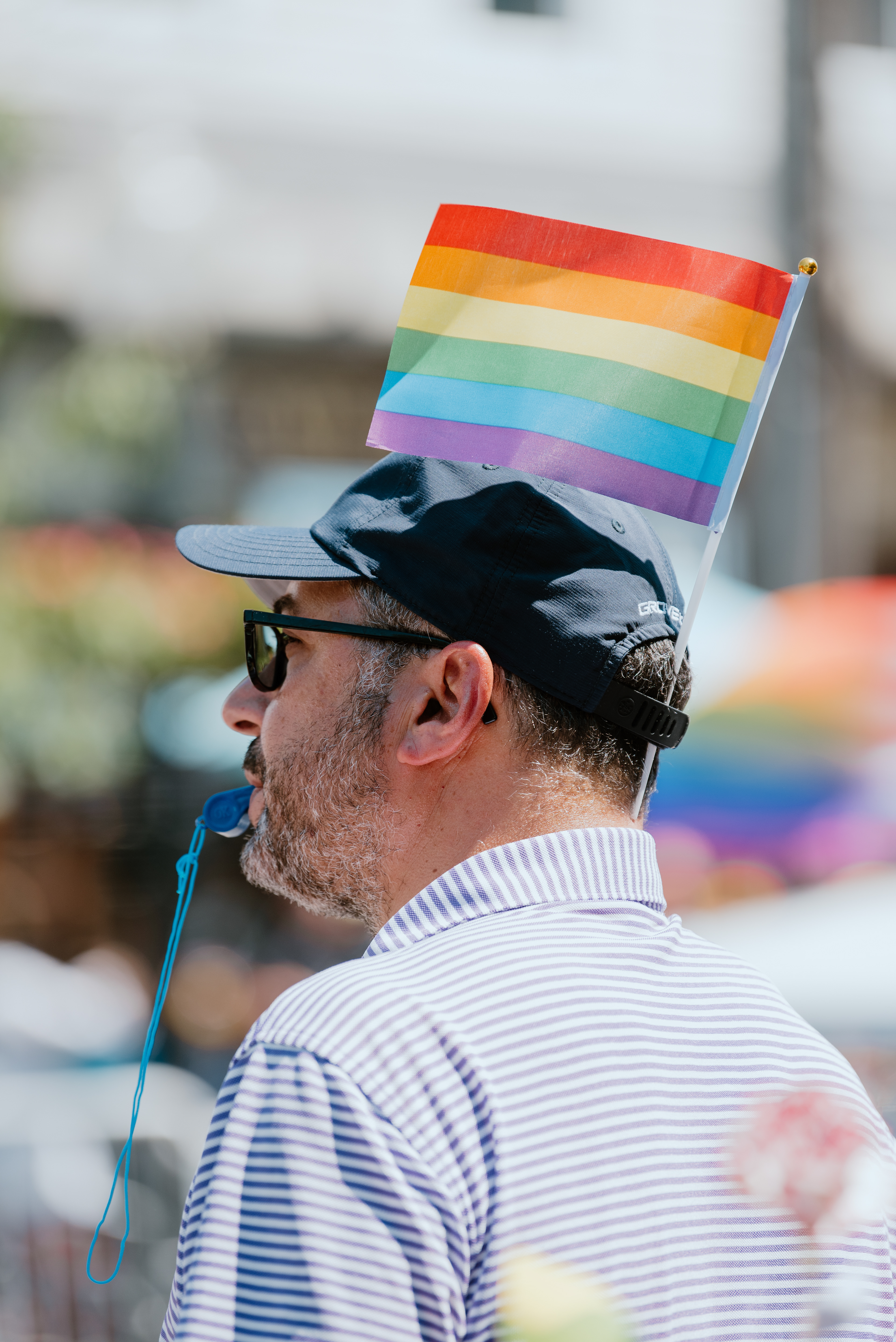 Hundreds of attendees celebrated the town of Babylon’s annual Pride Parade on June 6, 2021, as colorful floats made their way down Deer Park Avenue. Everyone who attended showcased their own unique ways of supporting LGBTQ rights, including this man, who adorned a miniature Rainbow Flag to his hat. 